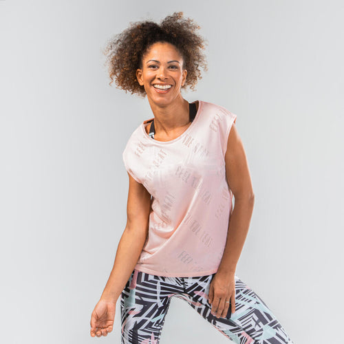 





T-shirt de danse fitness ajouré rose femme