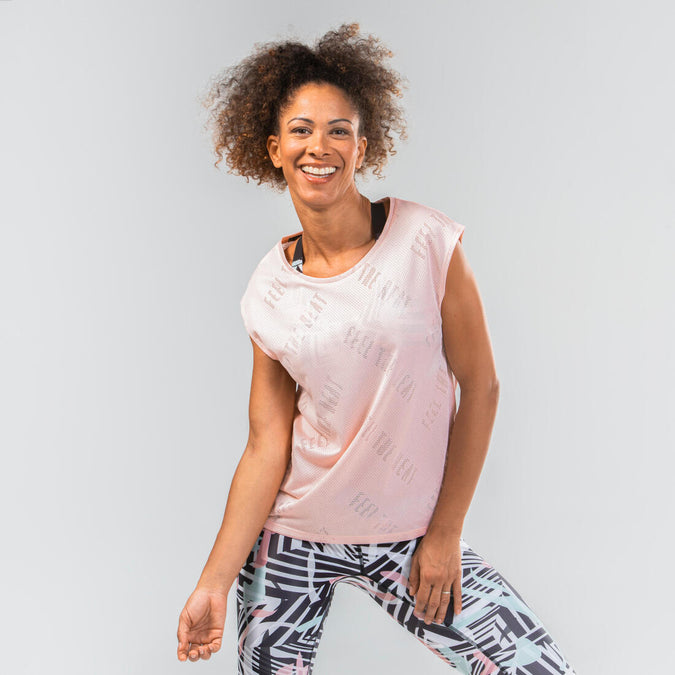





T-shirt de danse fitness ajouré rose femme, photo 1 of 7