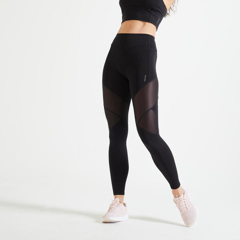 





Legging taille haute bimatière Fitness Cardio Femme Noir
