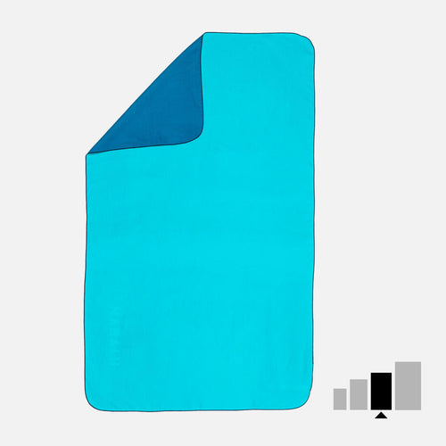 





Serviette de bain microfibre double face bleu/vert  taille L 80 x 130 cm