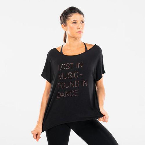 





T-shirt de danse moderne noir fluide à graphisme femme