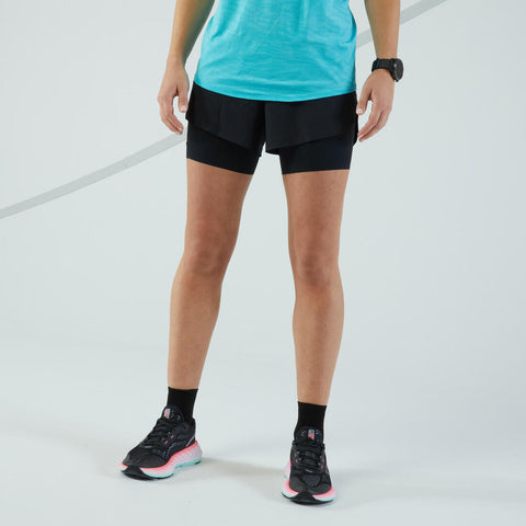 





Short 2 en 1 running & trail longue distance femme - KIPRUN Run 900 Ultra noir