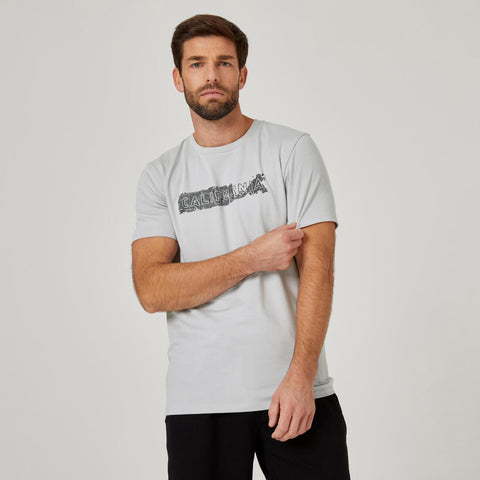 





T-shirt fitness manches courtes slim coton col rond homme noir à motifs