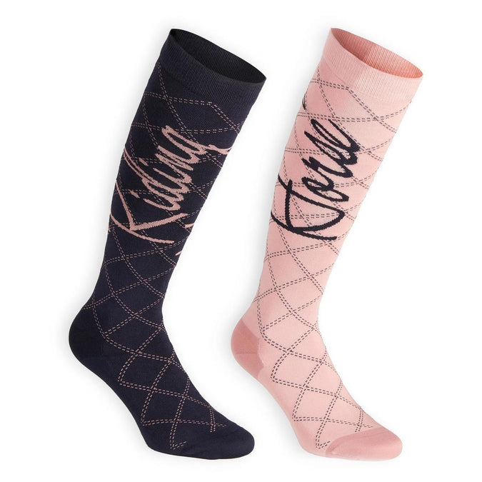 





Chaussettes équitation femme 500 LIGHT bleu marine et rose pâle, photo 1 of 32