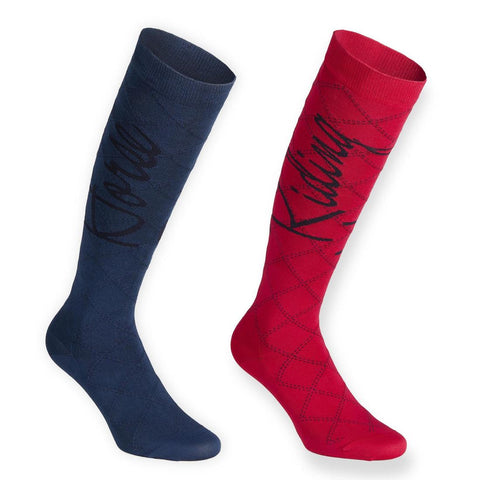 





Chaussettes équitation femme 500 LIGHT bleu marine et rose pâle